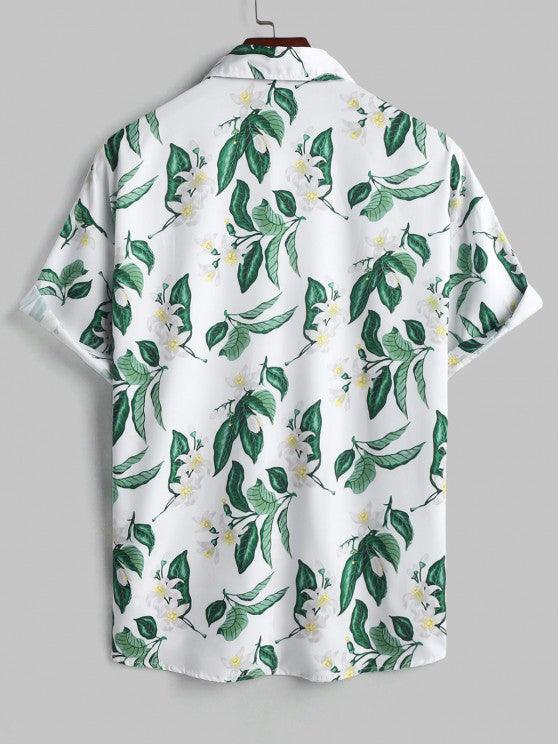 Floral Print Short Sleeves Front Pocket Design Shirt And Shorts Set-My 3D Hoodie