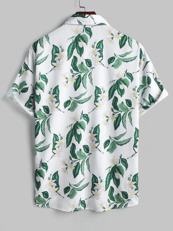 Floral Print Short Sleeves Front Pocket Design Shirt And Shorts Set-My 3D Hoodie