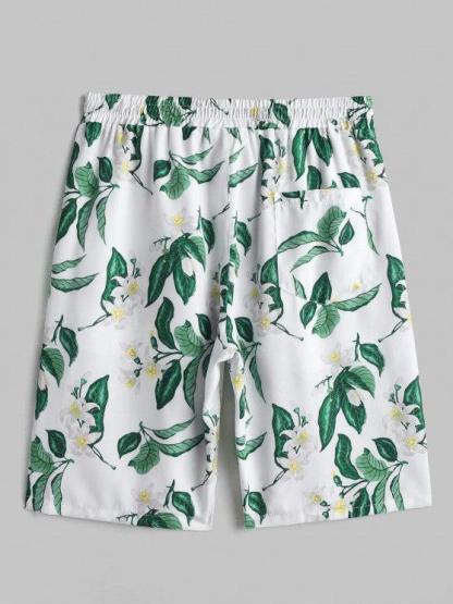Floral Print Short Sleeves Front Pocket Design Shirt And Shorts Set-My 3D Hoodie