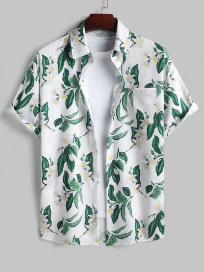 Floral Print Short Sleeves Front Pocket Design Shirt And Shorts Set-My 3D Hoodie