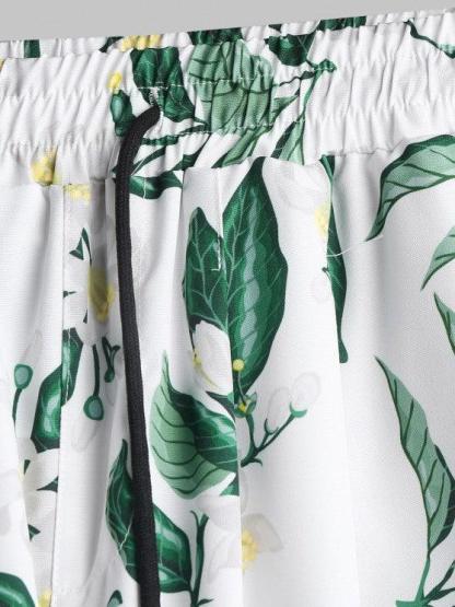 Floral Print Short Sleeves Front Pocket Design Shirt And Shorts Set-My 3D Hoodie
