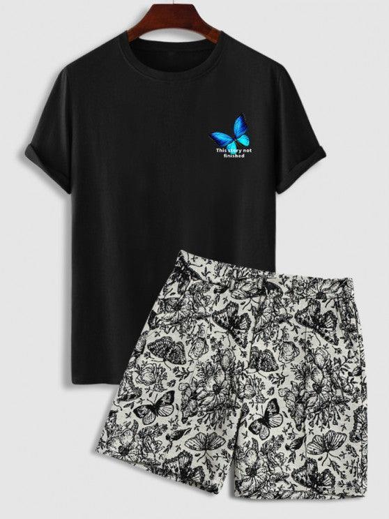 Butterfly Pattern T Shirt And Shorts-My 3D Hoodie