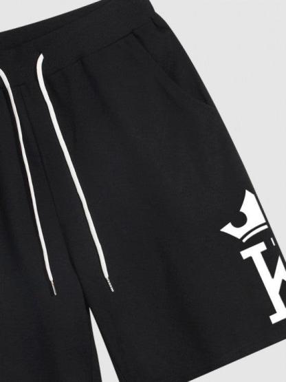 Casual Printed Short Sleeves T Shirt And Drawstring Shorts Set-My 3D Hoodie