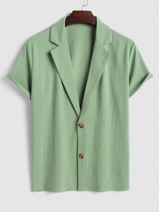 Plain Short Sleeves Shirt And Drawstring Bermuda Shorts Casual Set-My 3D Hoodie