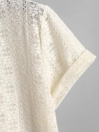 Hollow Out Lace Shirt With Shorts-My 3D Hoodie