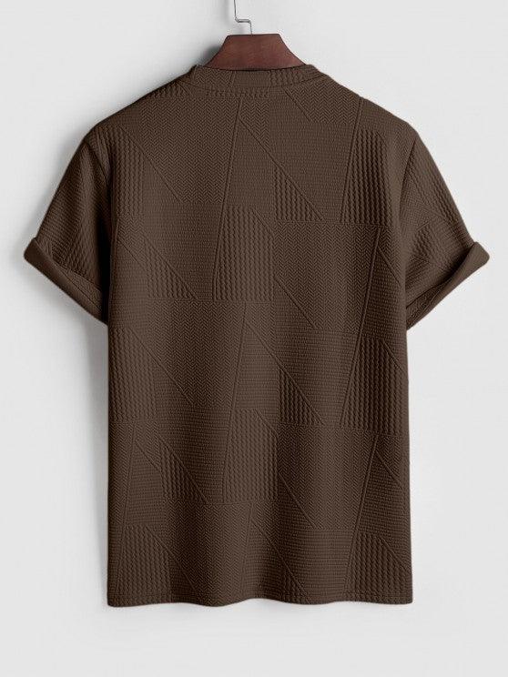 Short Sleeves Geometric Textured  T Shirt With Shorts-My 3D Hoodie