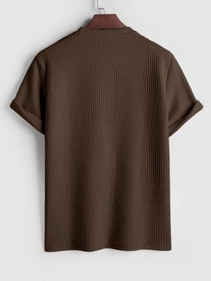 Short Sleeves Geometric Textured  T Shirt With Shorts-My 3D Hoodie