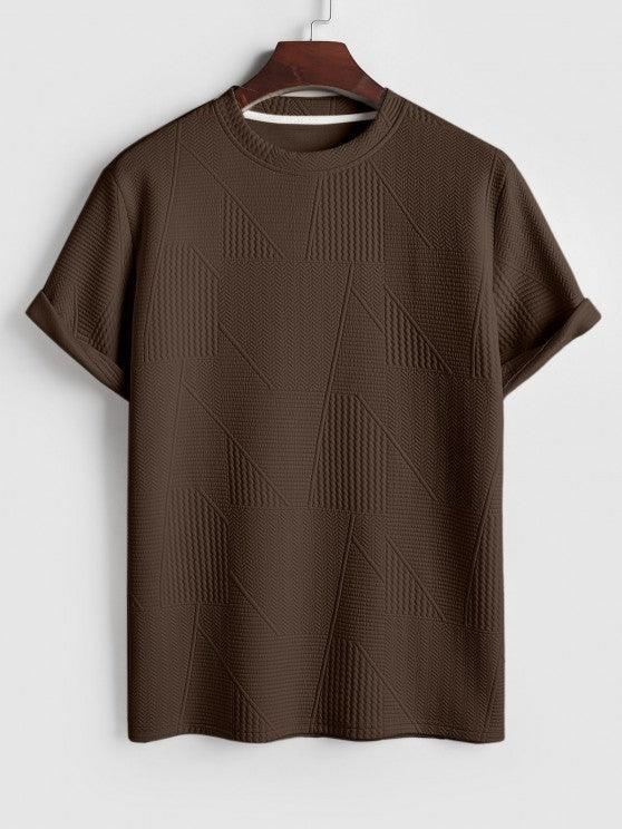 Short Sleeves Geometric Textured  T Shirt With Shorts-My 3D Hoodie