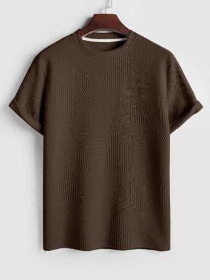 Short Sleeves Geometric Textured  T Shirt With Shorts-My 3D Hoodie
