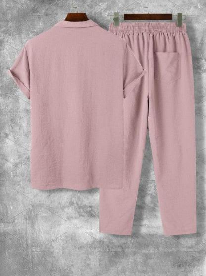 Lapel Collar Short Sleeve Shirt And Casual Pant-My 3D Hoodie