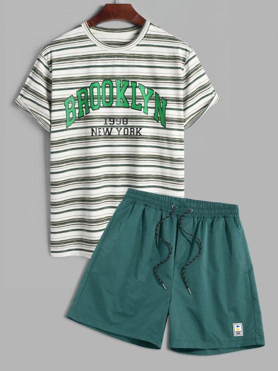 Striped Casual T Shirt And Shorts-My 3D Hoodie