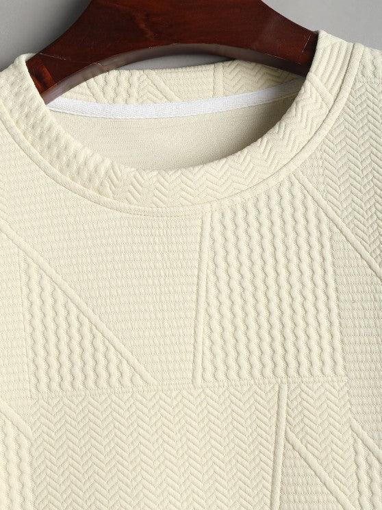 Short Sleeves Geometric Textured  T Shirt With Shorts-My 3D Hoodie