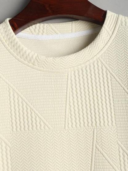 Short Sleeves Geometric Textured  T Shirt With Shorts-My 3D Hoodie