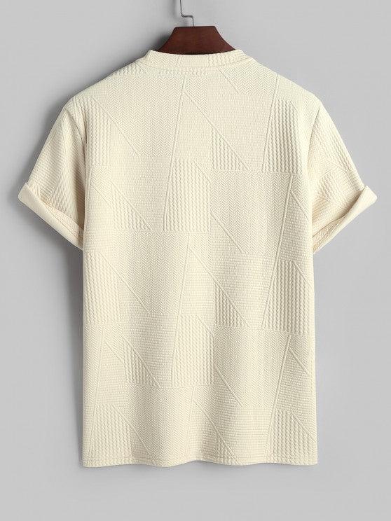 Short Sleeves Geometric Textured  T Shirt With Shorts-My 3D Hoodie