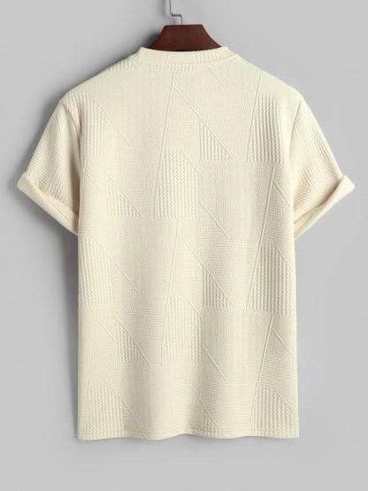 Short Sleeves Geometric Textured  T Shirt With Shorts-My 3D Hoodie