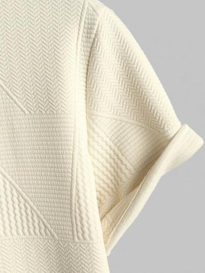 Short Sleeves Geometric Textured  T Shirt With Shorts-My 3D Hoodie