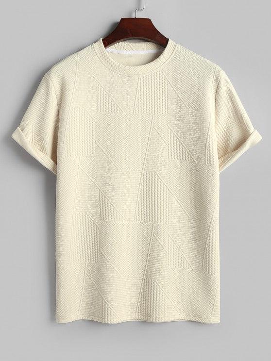 Short Sleeves Geometric Textured  T Shirt With Shorts-My 3D Hoodie