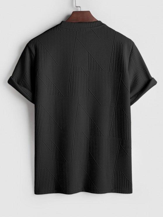 Short Sleeves Geometric Textured  T Shirt With Shorts-My 3D Hoodie
