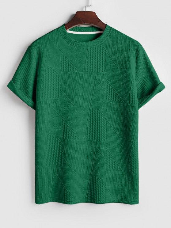 Short Sleeves Geometric Textured  T Shirt With Shorts-My 3D Hoodie