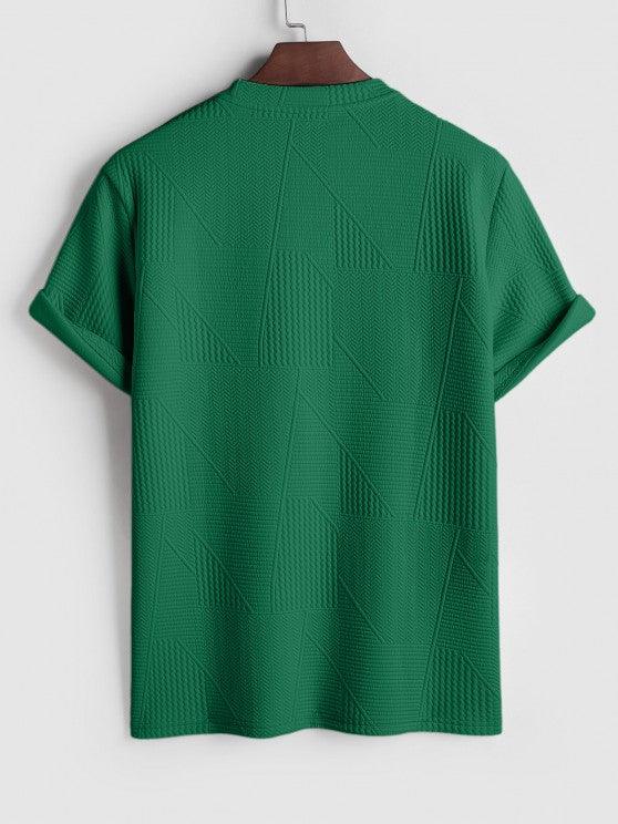 Short Sleeves Geometric Textured  T Shirt With Shorts-My 3D Hoodie