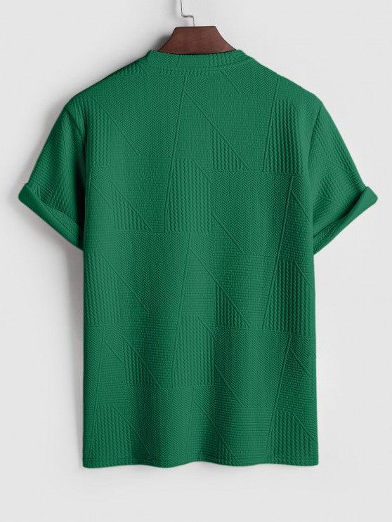 Short Sleeves Geometric Textured  T Shirt With Shorts-My 3D Hoodie