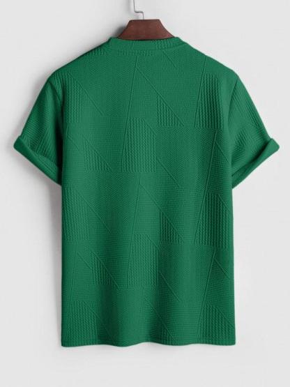 Short Sleeves Geometric Textured  T Shirt With Shorts-My 3D Hoodie
