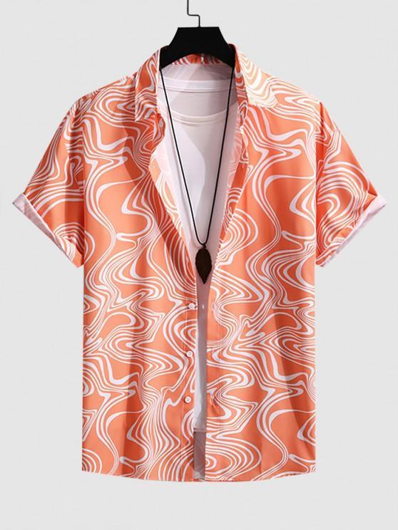 Wave Pattern Short Sleeves Shirt And Basic Casual Shorts Set-My 3D Hoodie