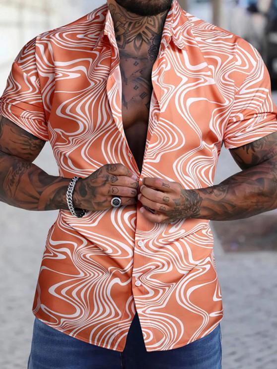 Wave Pattern Short Sleeves Shirt And Basic Casual Shorts Set-My 3D Hoodie