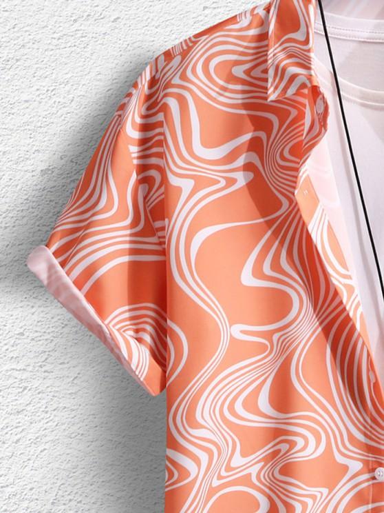 Wave Pattern Short Sleeves Shirt And Basic Casual Shorts Set-My 3D Hoodie