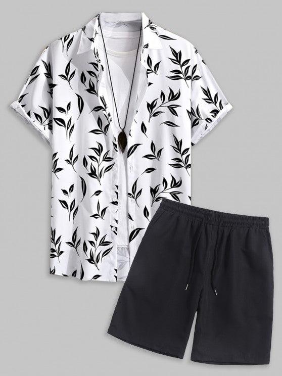 Leaf Printed Style Shirt And Shorts-My 3D Hoodie