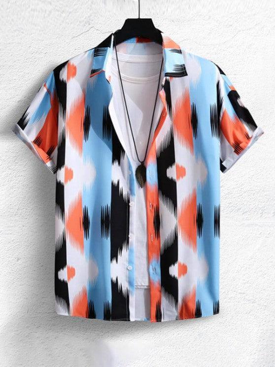 Abstract Print Casual Short Sleeves Shirt And Basic Shorts Set-My 3D Hoodie