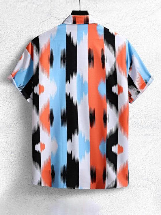 Abstract Print Casual Short Sleeves Shirt And Basic Shorts Set-My 3D Hoodie