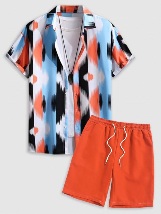 Abstract Print Casual Short Sleeves Shirt And Basic Shorts Set-My 3D Hoodie