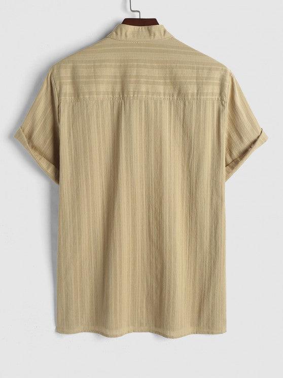Jacquard Textured Short Sleeves Pullover Shirt And Casual Shorts Set-My 3D Hoodie