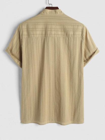 Jacquard Textured Short Sleeves Pullover Shirt And Casual Shorts Set-My 3D Hoodie