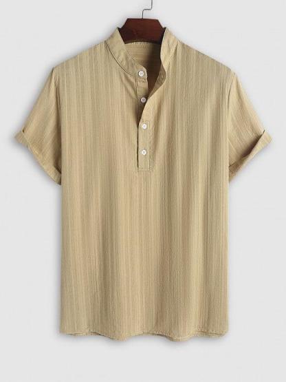Jacquard Textured Short Sleeves Pullover Shirt And Casual Shorts Set-My 3D Hoodie