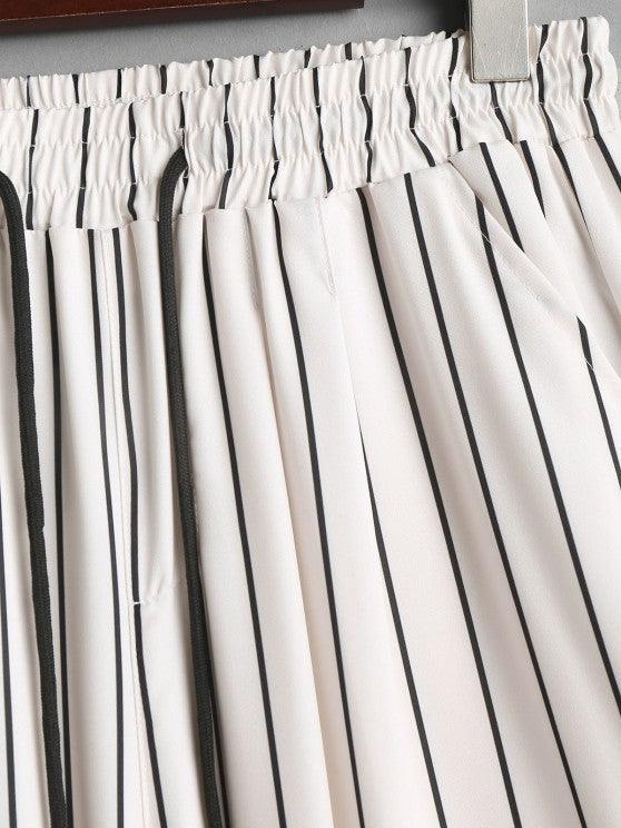 Casual Vertical Stripes Printed Shirt And Shorts-My 3D Hoodie