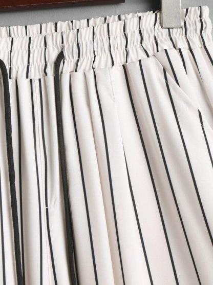 Casual Vertical Stripes Printed Shirt And Shorts-My 3D Hoodie