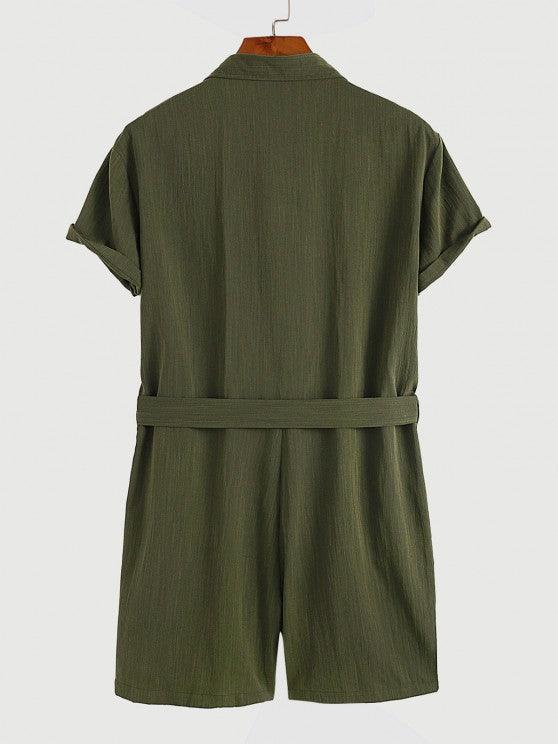 Double Pocket Rompers With Collar Tie-My 3D Hoodie