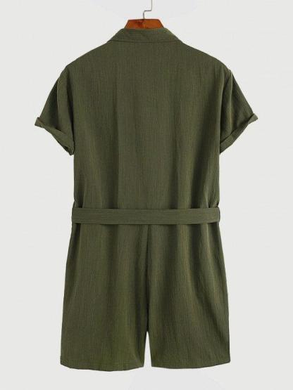 Double Pocket Rompers With Collar Tie-My 3D Hoodie