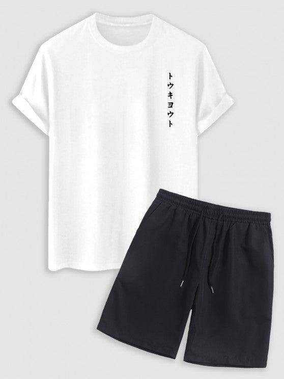 Minimalist Style Graphic Printed T Shirt With Basic Shorts Set-My 3D Hoodie