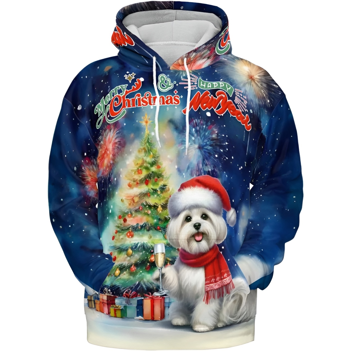 Christmas New Year Santa Dog Holiday Hoodie