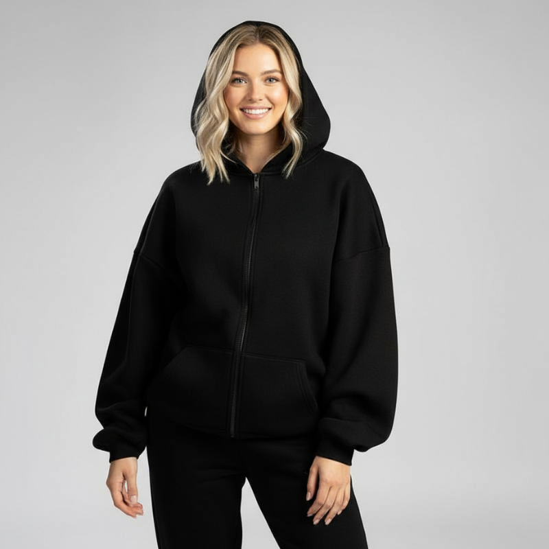 Essential Oversized Zip Up Hoodie With Hood