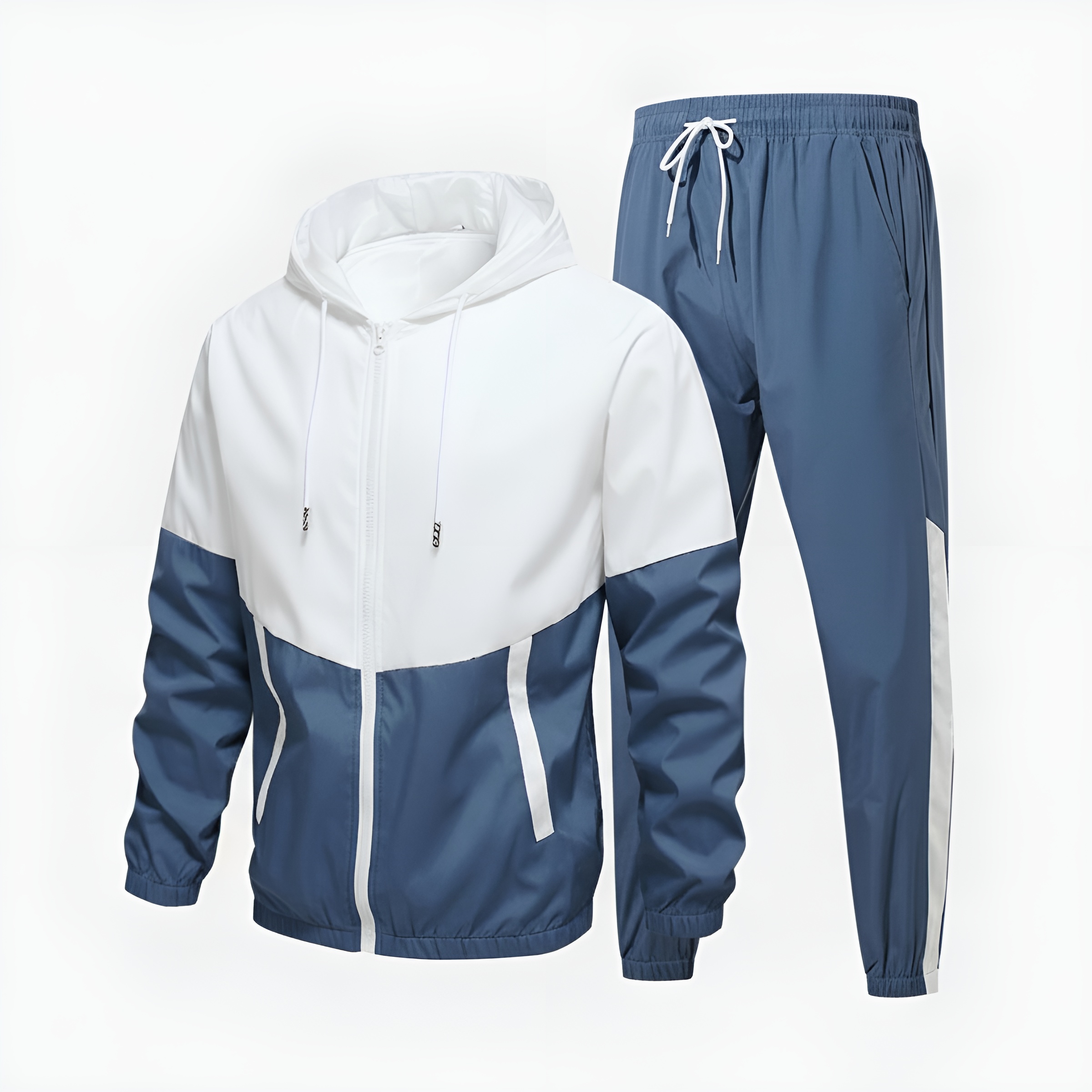 Long Sleeve Hooded Jacket & Joggers Set With Zip Up Details For Men