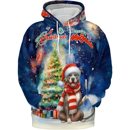 Christmas New Year Santa Dog Holiday Hoodie