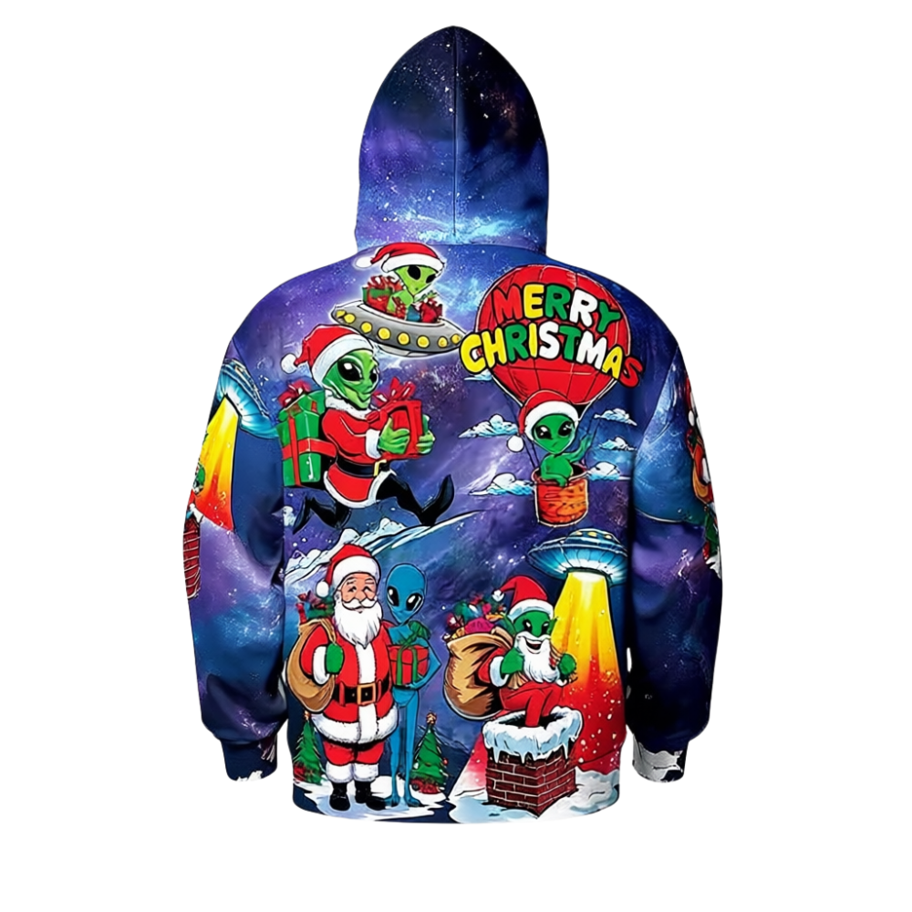 All Over Santa Costume Print Hoodie With Pocket
