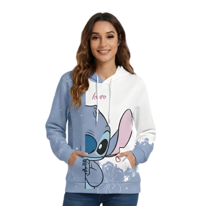 Loose Fit Pullover Graphic Sweatshirt With Drawstring Hood And Front Pockets