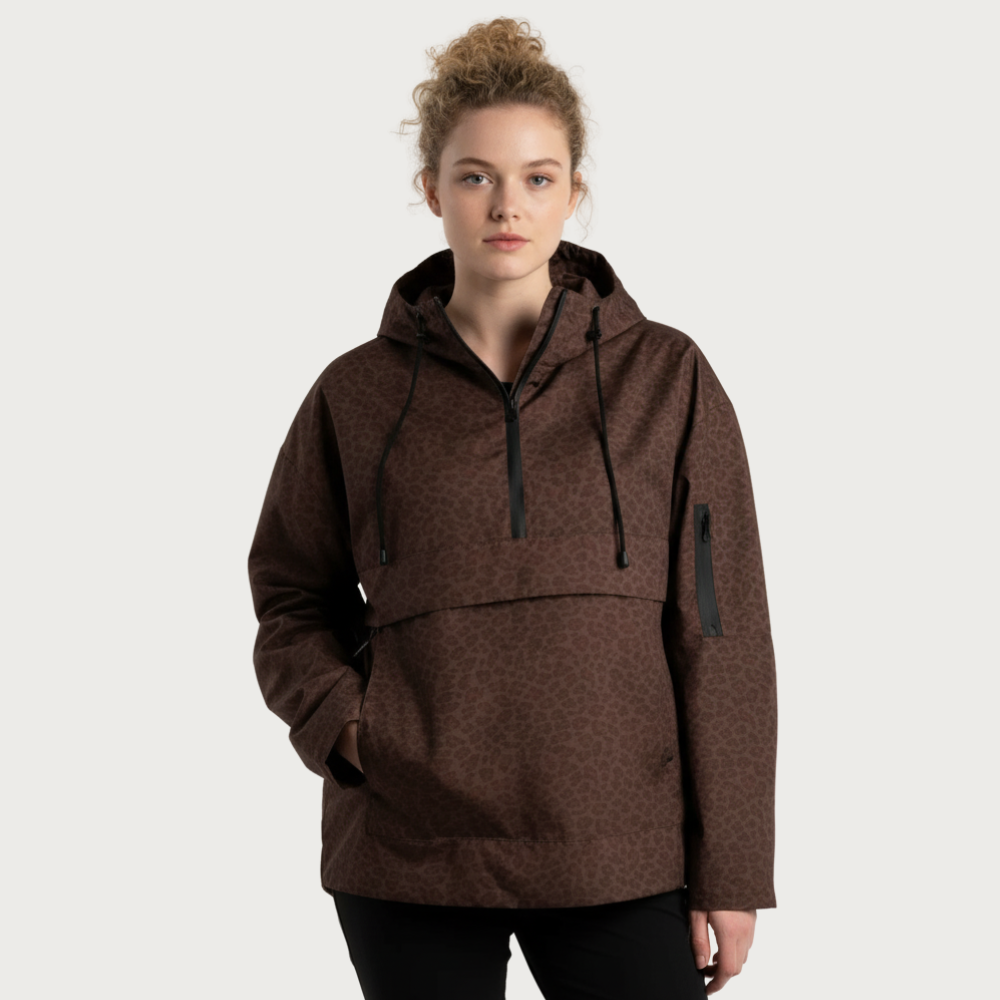 Waterproof Oversized Hoodie Rain Jacket With Adjustable Hood And Cuffs For Women