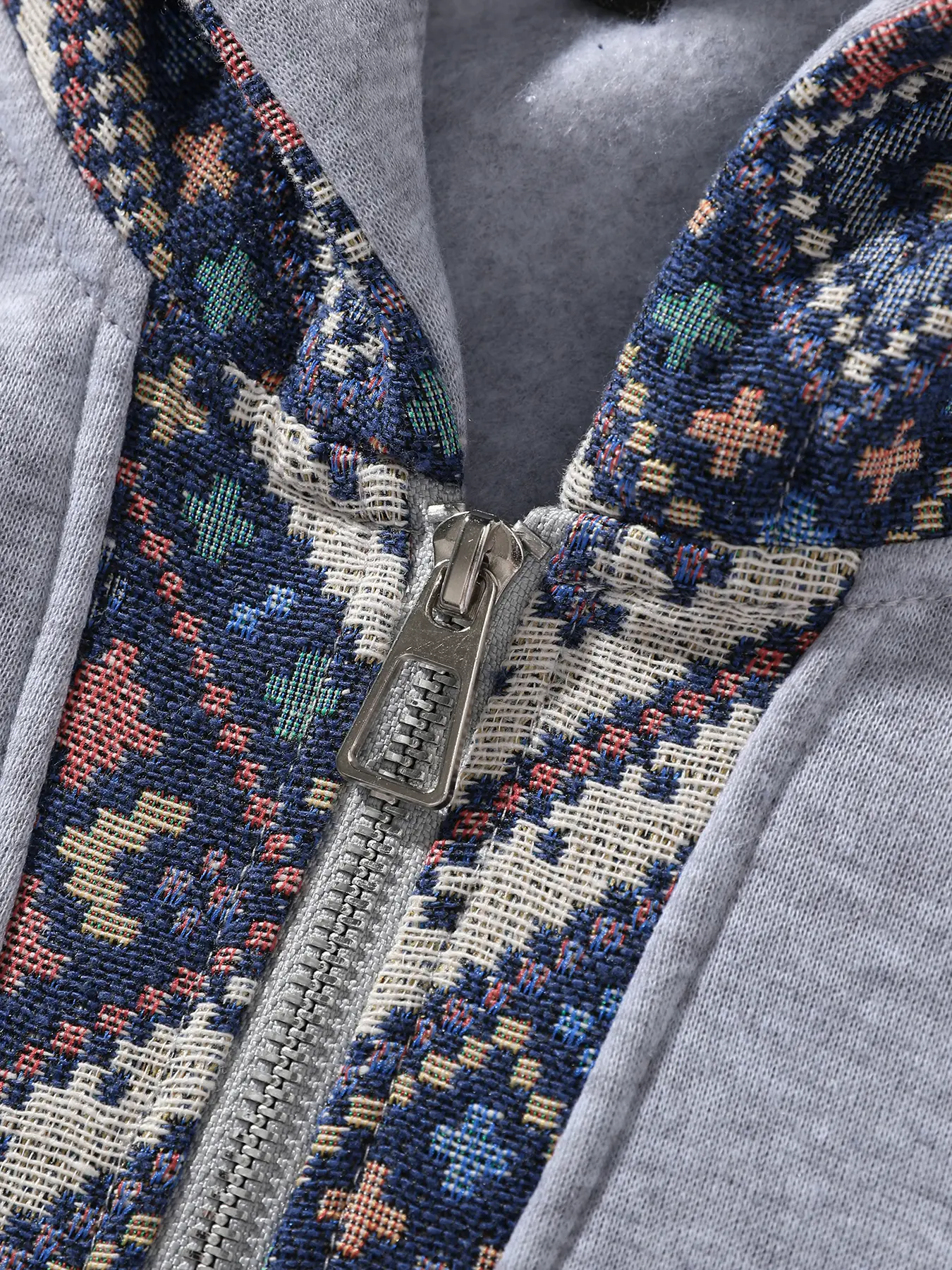 Men's Retro Ethnic Print Hoodie, Color Block Quarter Zip Knit Pullover Top, Fitted Long Sleeve Casual Streetwear, Tops, Knit Fabric, Easy Wear, Zip Up Hoodie, Everyday Tops, Tie Dye Casual Fashion Loose Casual Fit Outerwear