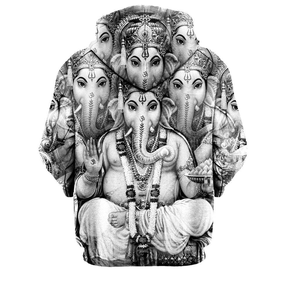 Ganesha Black And White All Over Print Hoodie